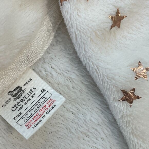 ~ Crewcuts Med Fleece Robe Kids Rose Gold Stars Cream Ivory Girl's Copper J.Crew - Picture 3 of 16